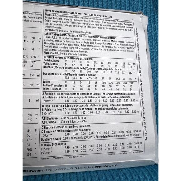 Simplicity 3894 Pattern jacket waterfall top pants skirt size 10 12 14 16 18 - Picture 5 of 5